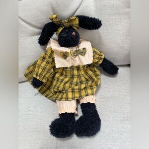 Boyds Bears Yellow Plaid Bunny with Black Fur